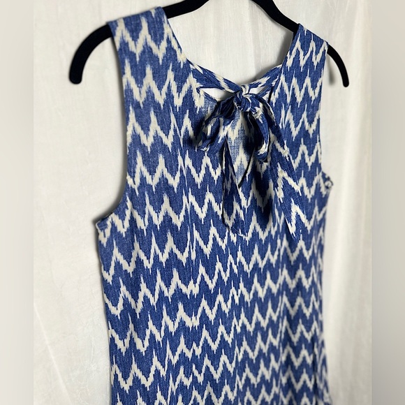 3/$20 💥 J.Crew Blue and White Linen Cotton Blend A-Line Sleeveless Dress Small - Picture 9 of 17